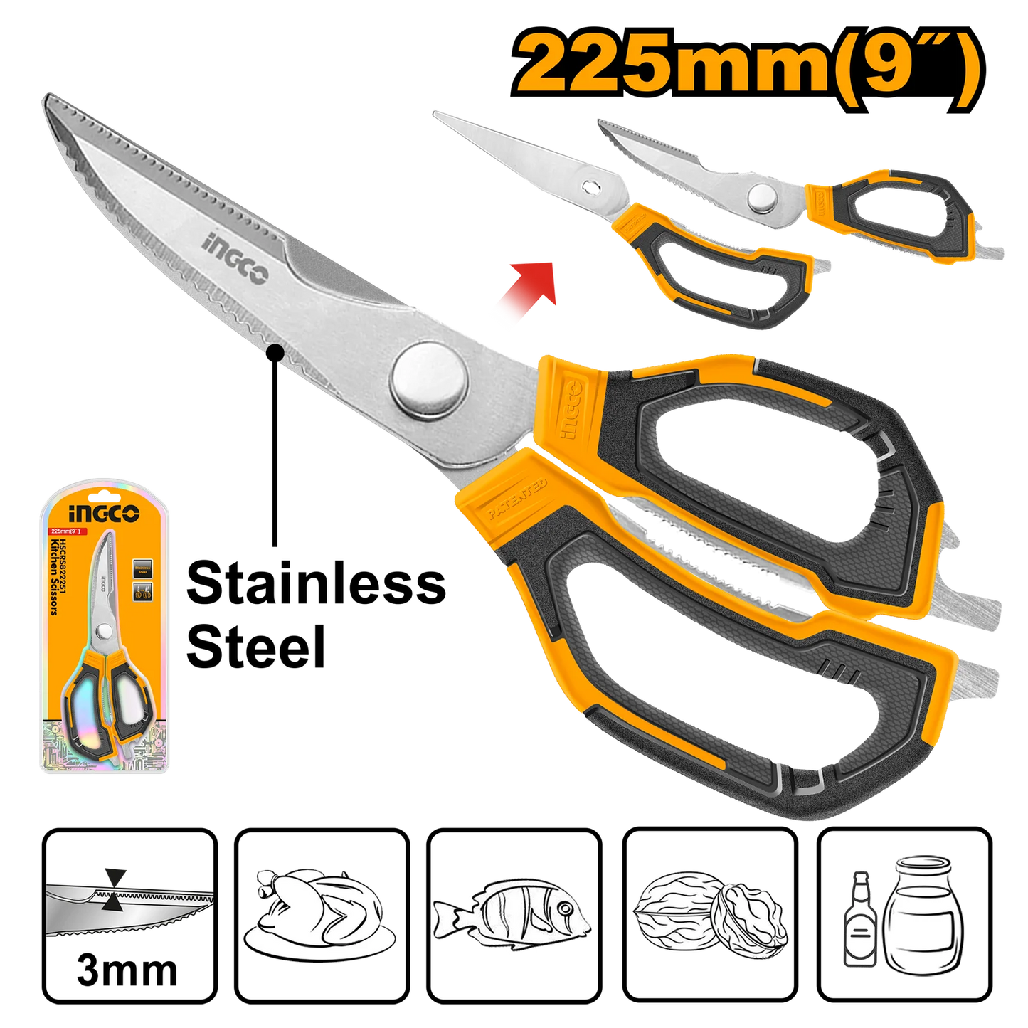 Ingco Kitchen Scissors HSCRS822251