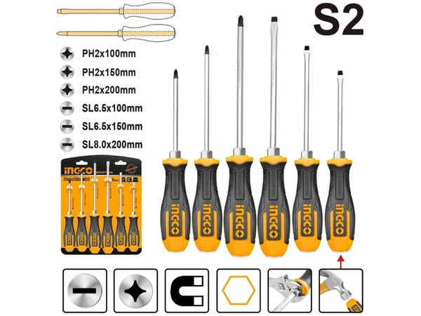 Ingco Go-Through Screwdriver Set HSGT680608