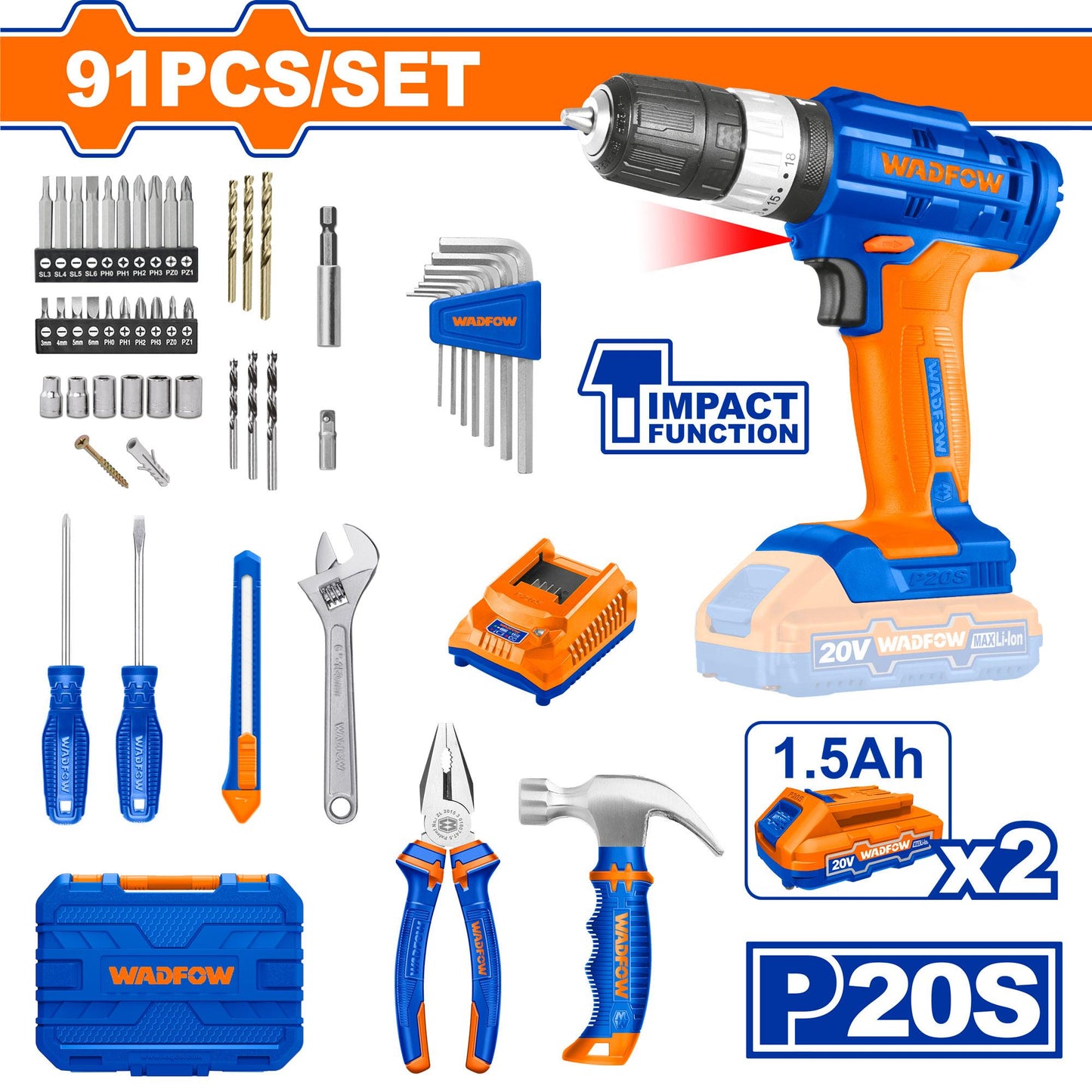 Wadfow 91 Pcs Tools set WDT1B90