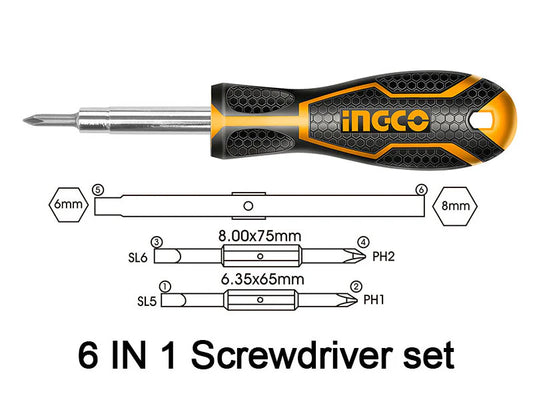 Ingco 6 In 1 Screwdriver Set AKISD0608