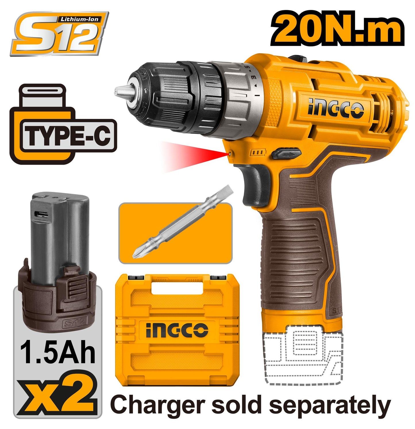 Ingco Lithium-Ion Impact Drill