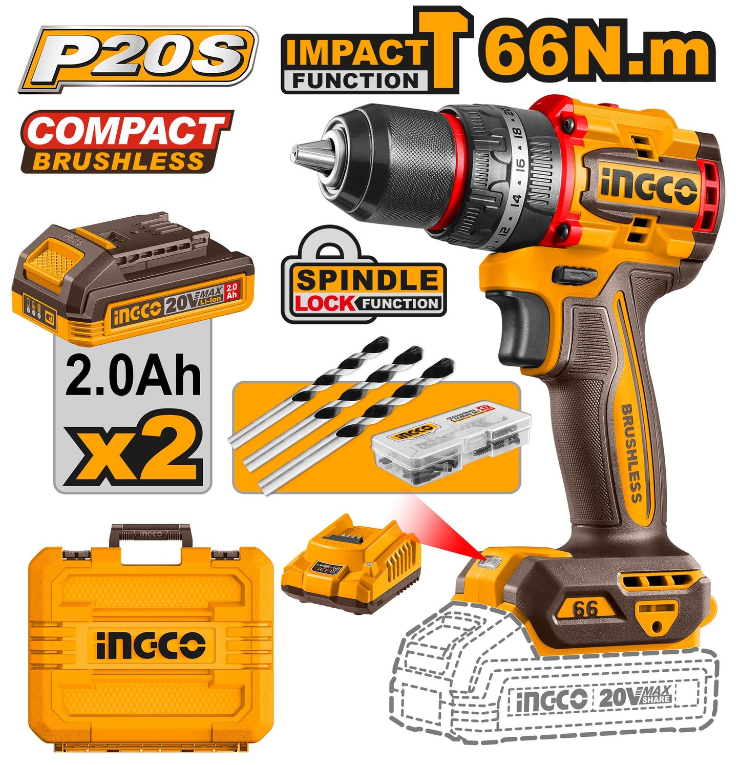 Compact Brushless Cordless Impact Drill CIDLI20668