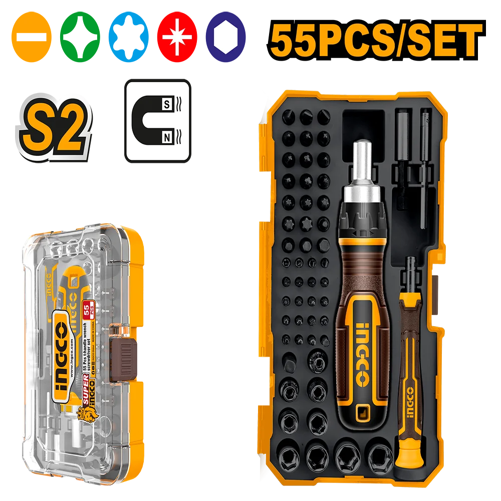 Ingco 55Pcs Screwdriver Bits Set HKSDB0558