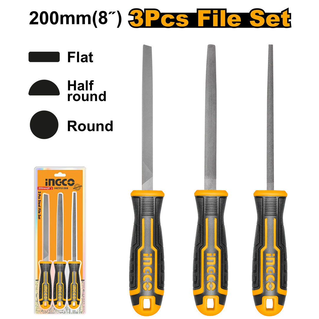 Ingco 3pcs steel file set HKTFS1308