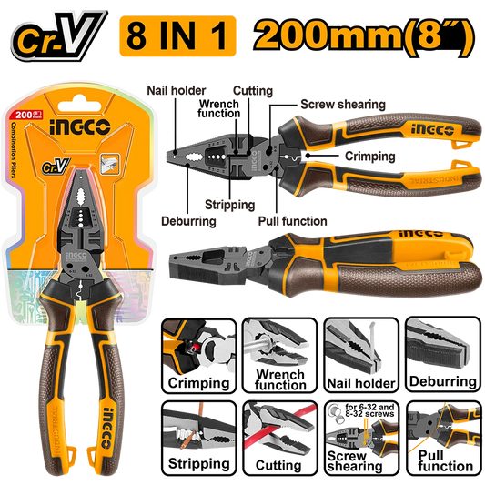 Ingco 8 in 1 Multi-function Combination Pliers HMFCP28200