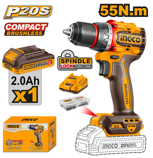 Ingco Compact Brushless Cordless Drill CDLI205582