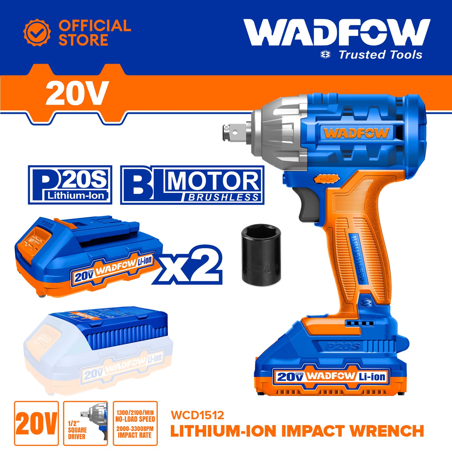 Wadfow Lithium-Ion Impact Wrench WCD1512