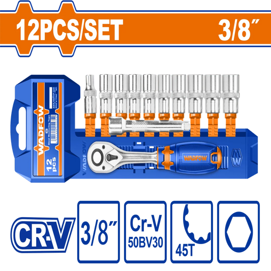 Wadfow 12 Pcs 3/8" Socket Set WST3212